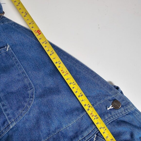 70s-80s Roebucks Blue‎ Denim Overalls Straps Utility Workwear Men's L - Picture 12 of 15